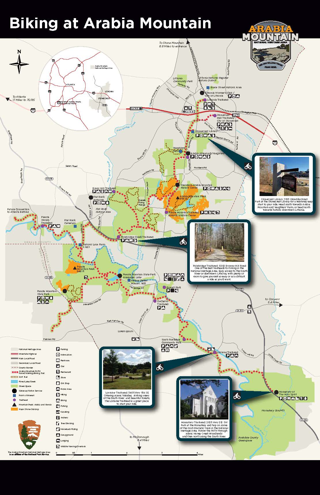 Biking at Arabia Mountain Trail Map